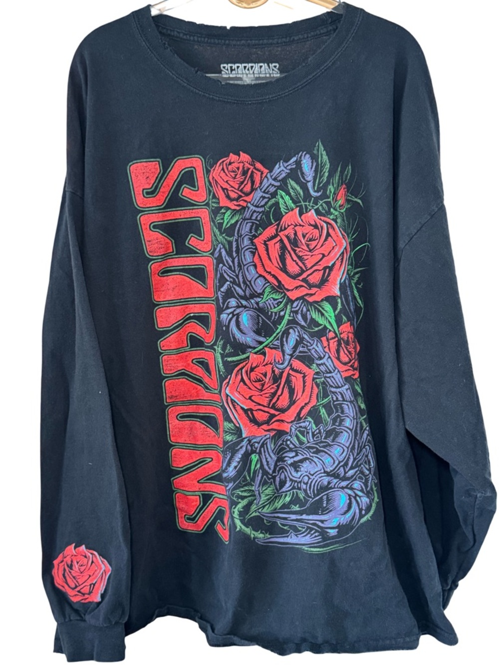 Urban Outfitters graphic scorpions, and roses, long sleeve T-shirt dress vintage